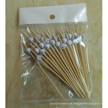 Venta al por mayor Smile cara bambú Bbq Stick / espárrago para las frutas